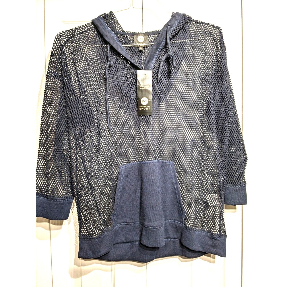 Jones New York Sport Women Sz: L Hoodie Long Sleeve Pockets Fishnet Mesh Y2K NWT